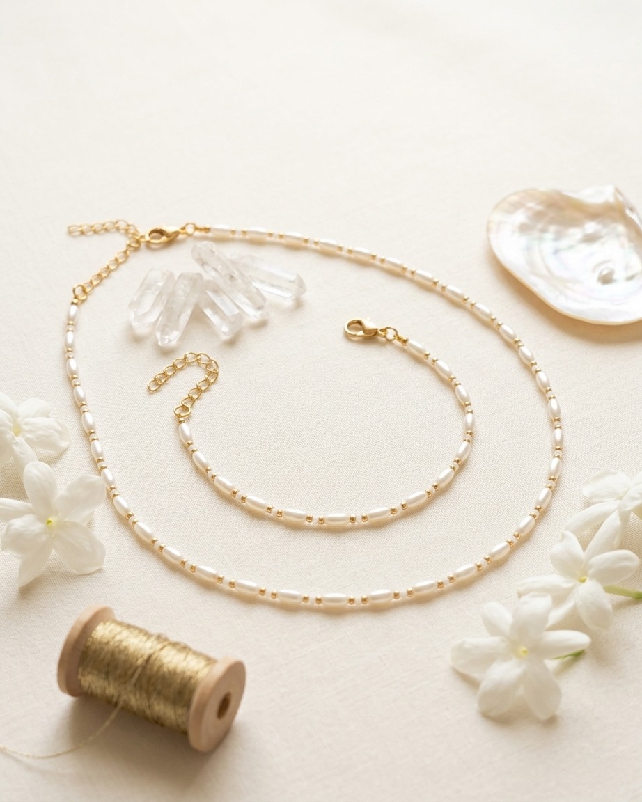 סט פנינה לבן - תמונה 2